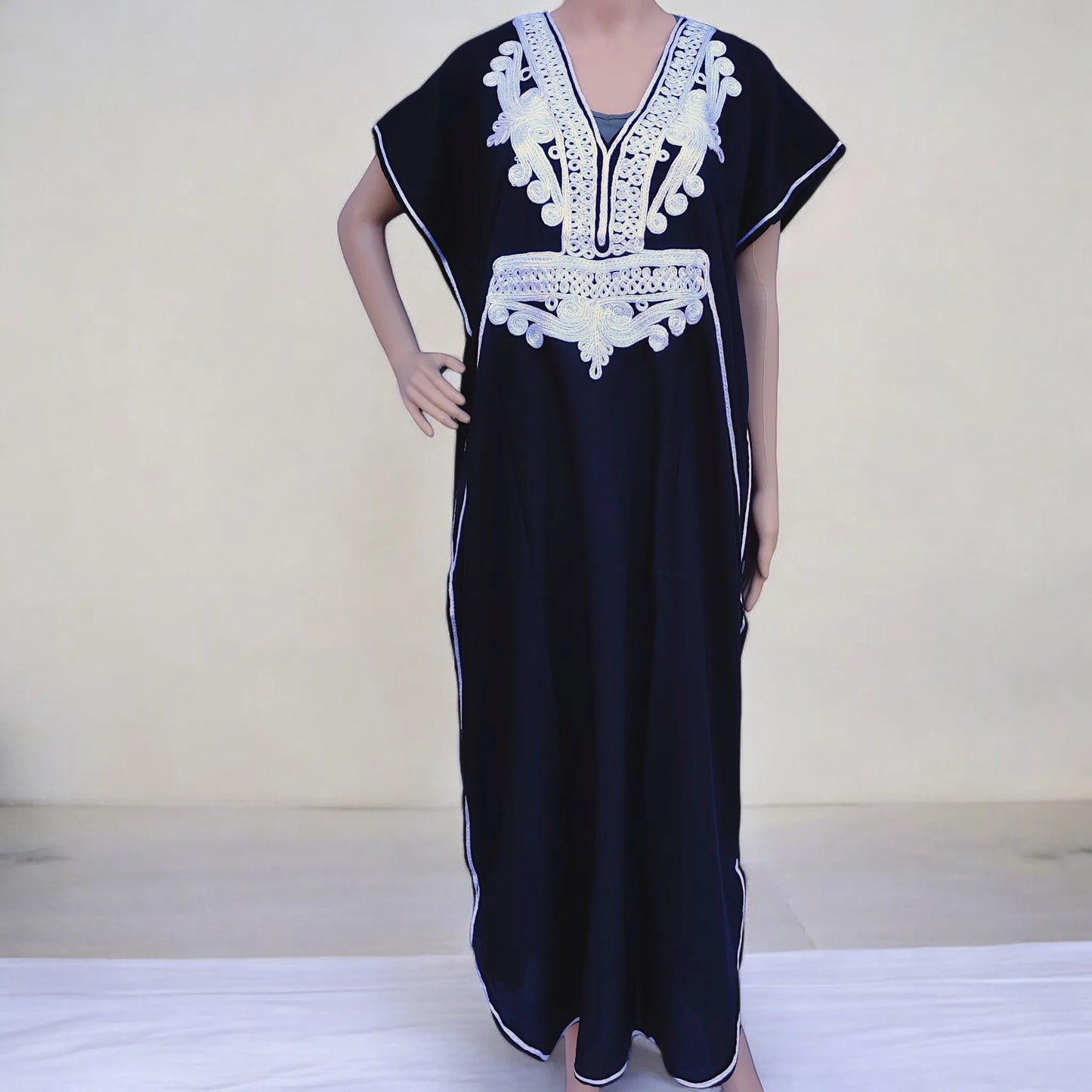 Moroccan Maxi Kaftan Dress - Women’s Boho - Black