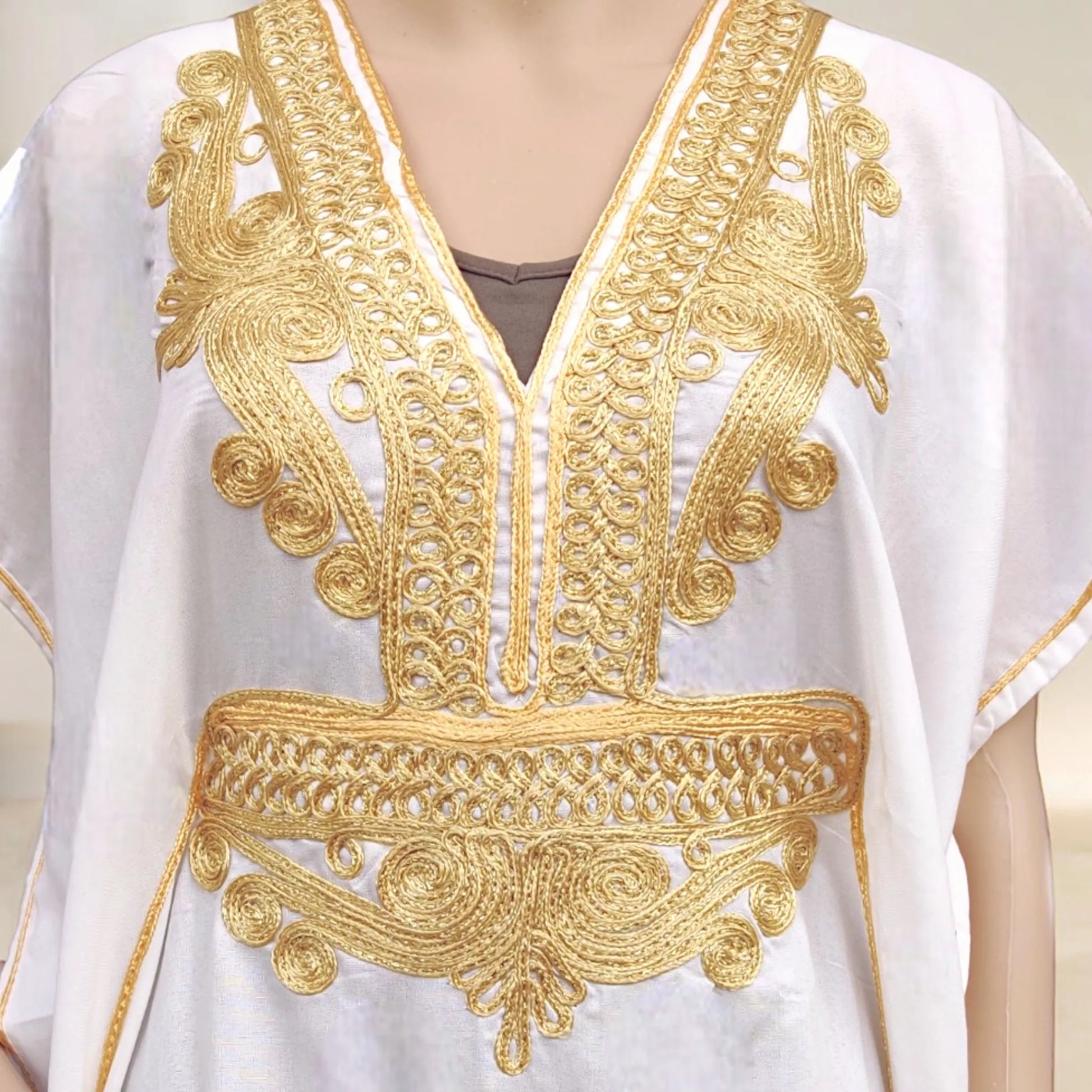 Moroccan maxi kaftan, embroidered kaftan dress, handcrafted Moroccan dress, cotton blend kaftan, adjustable one-size kaftan, elegant full-length kaftan, traditional Moroccan embroidery, stylish house dress Nature & Traditions Moroccan maxi kaftan, embroidered kaftan dress, handcrafted Moroccan dress, cotton blend kaftan, adjustable one-size kaftan, elegant full-length kaftan, traditional Moroccan embroidery, stylish house dress Nature & Traditions