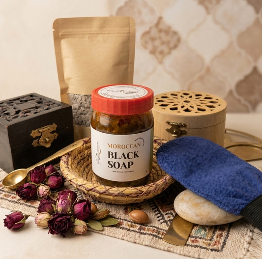 Moroccan Hammam Spa Ghassoul Clay Set – Cleanse, Exfoliate, Revitalise