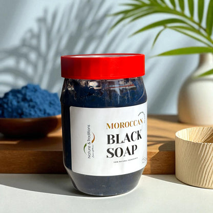 Moroccan Black Soap with Nila Powder – Skin Brightening & Softening
